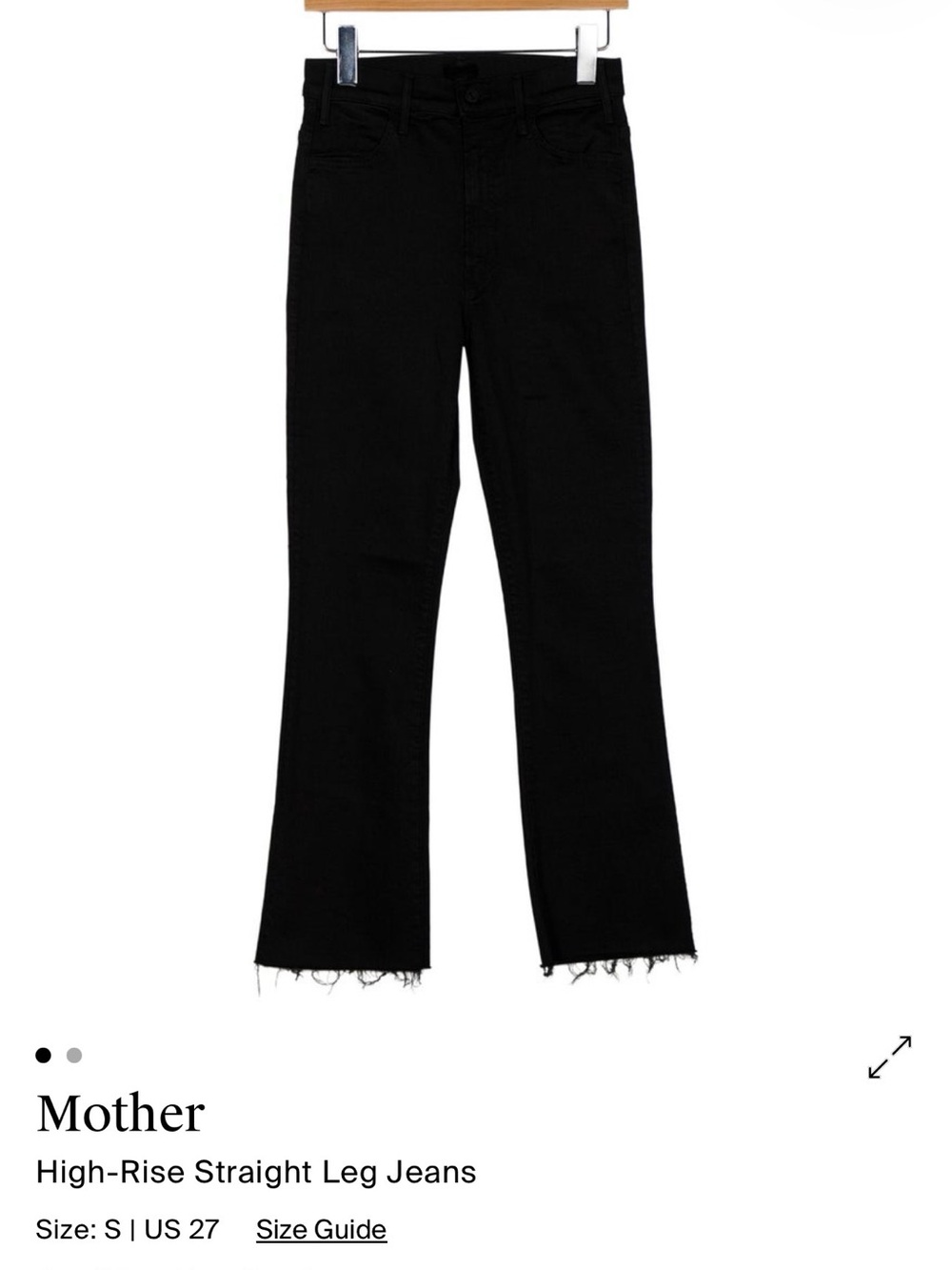 MOTHER Black High-Rise Straight Jeans with Raw Hem